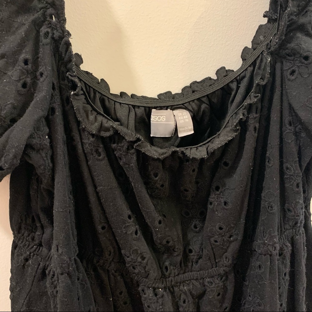 ASOS Curve Black Broderie Mini Dress